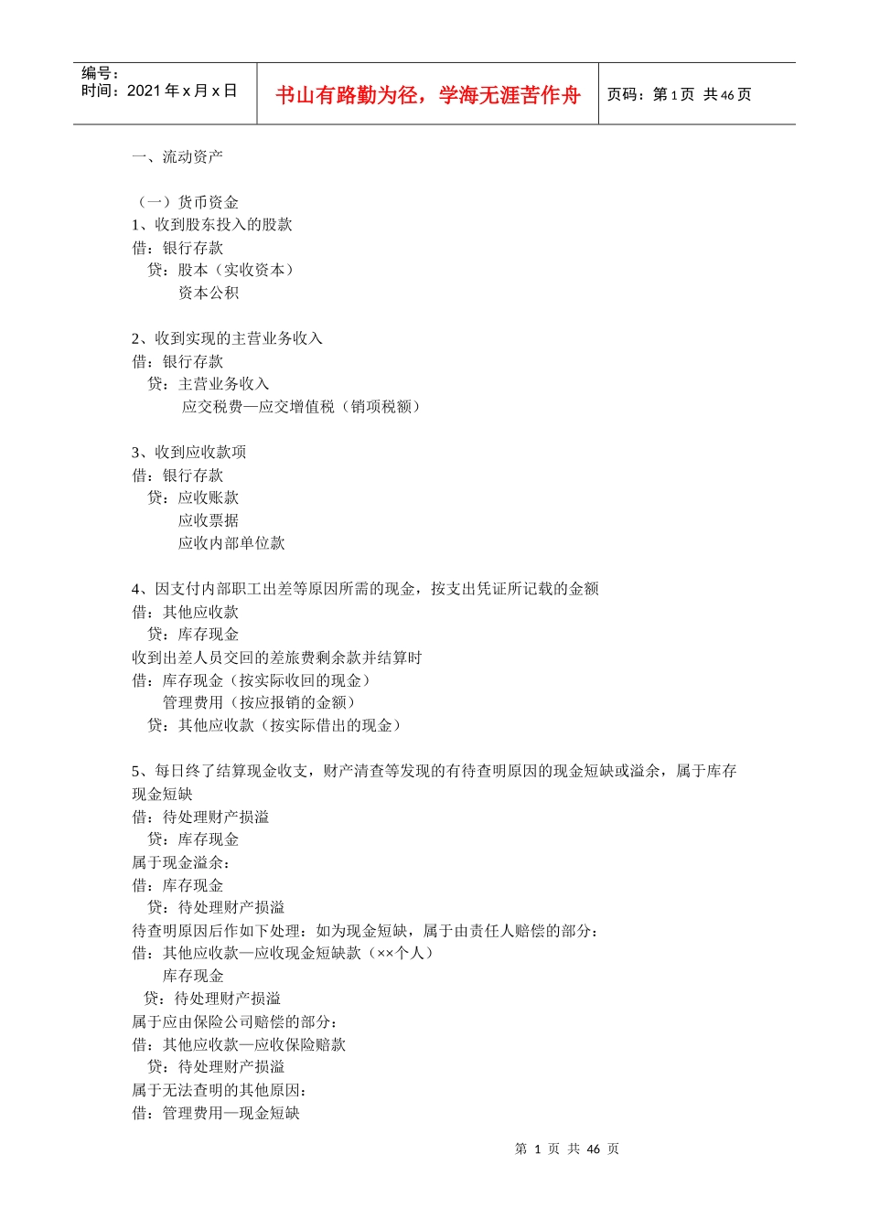 初级会计分录大全_第1页