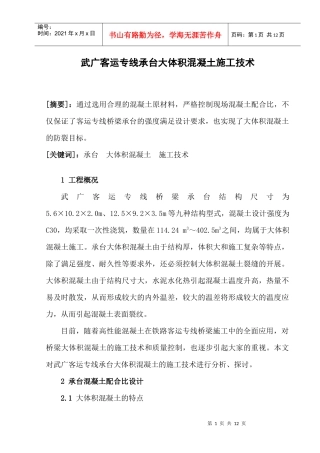 桥梁工程中大体积混凝土裂缝的原因与控制