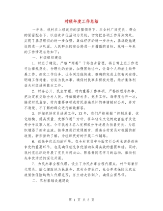 村级年度工作总结