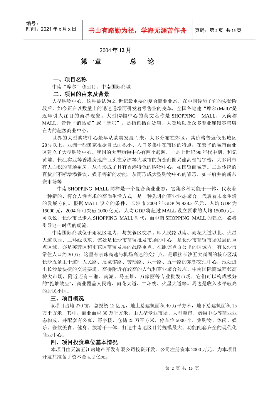 中南国际商城财务分析报告_第2页