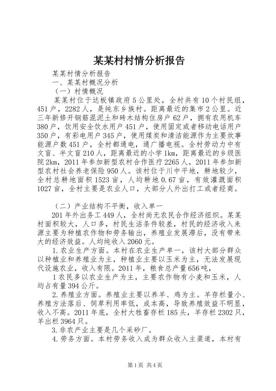 某某村村情分析报告_第1页