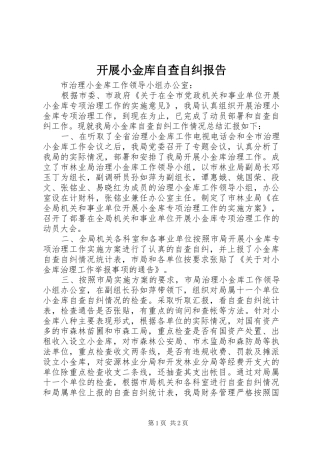 开展小金库自查自纠报告