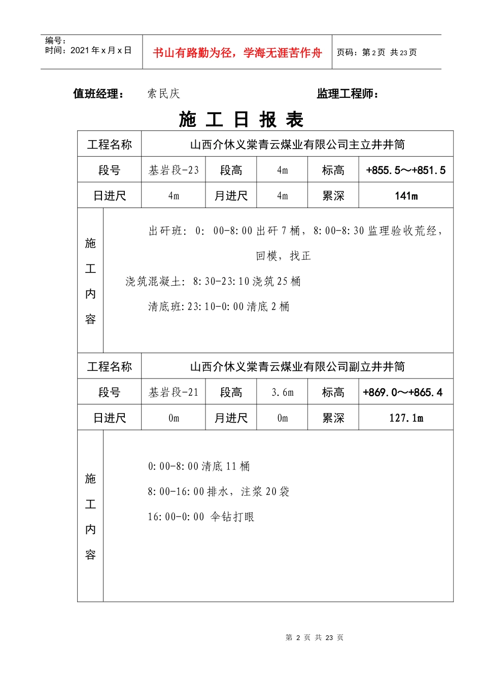 XXXX年3月份施工日报表 (1)_第2页