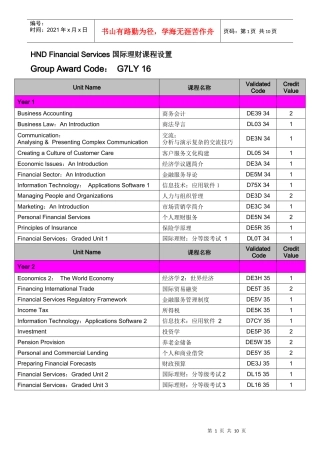 国际理财课程设置
