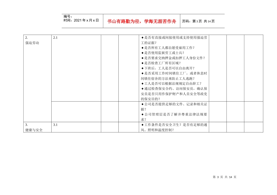 内审检查表-特别专题一：质量、环境、职业健康安全一体化管_第3页