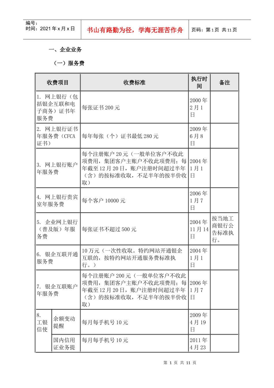 工行网上银行收费标准_第1页