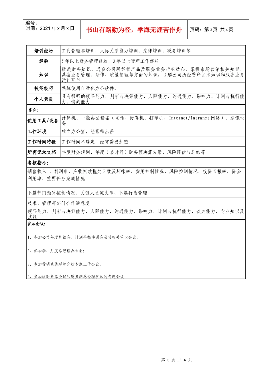 医药公司财务副总经理职务说明书_第3页