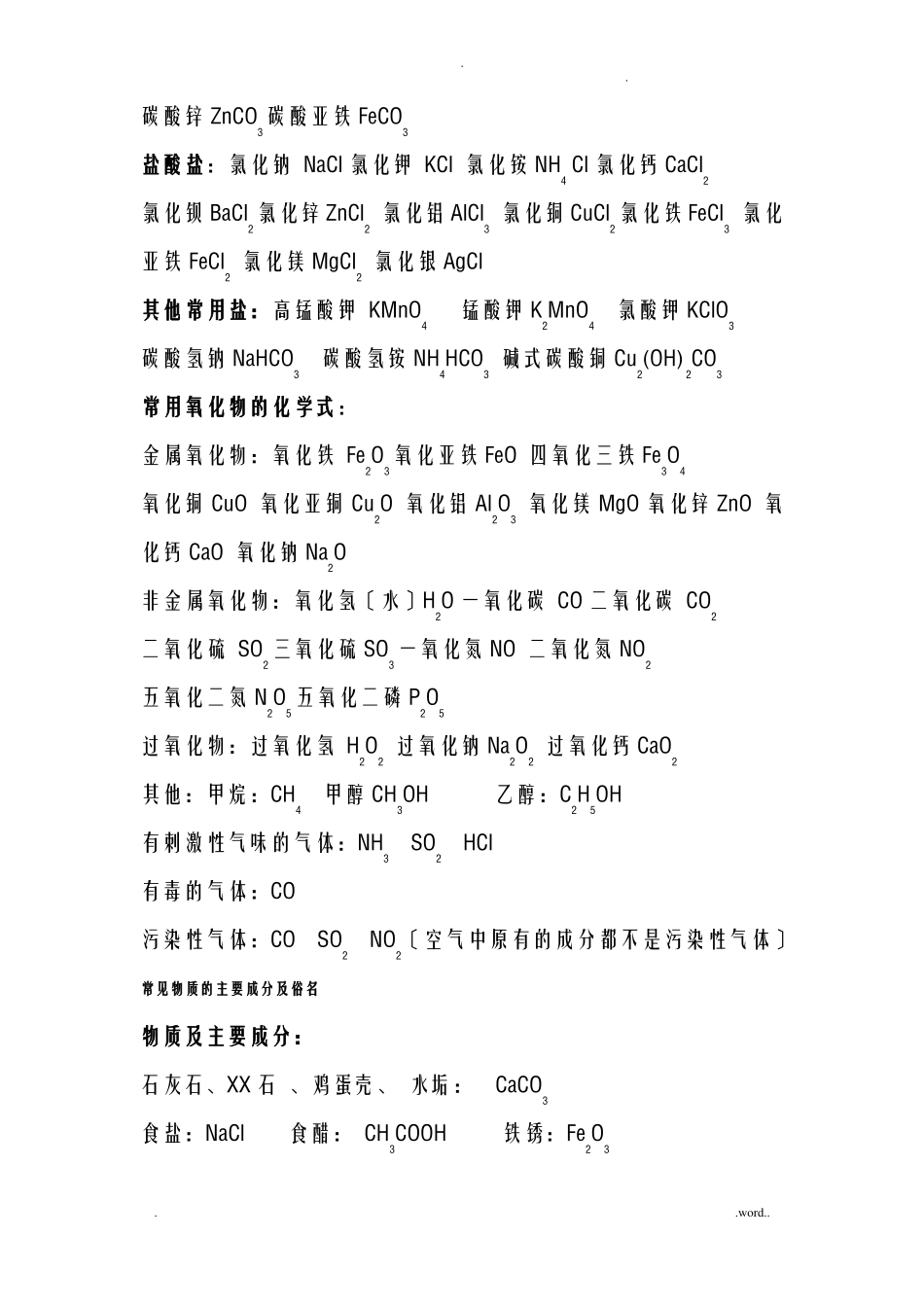 初中常见化合物化学式_第2页
