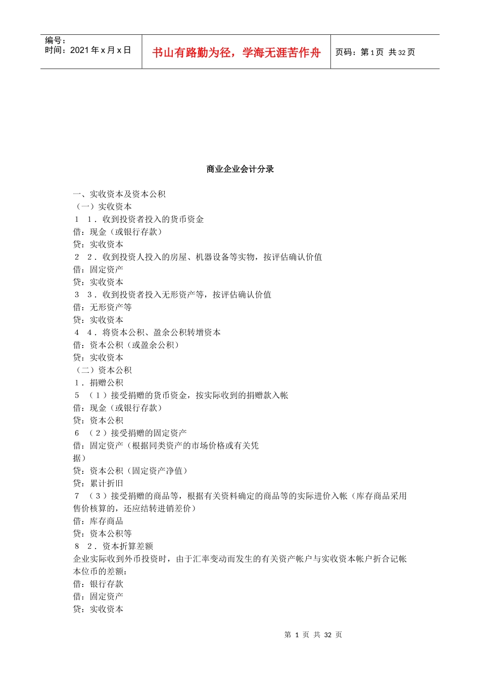 商业企业会计分录详述_第1页