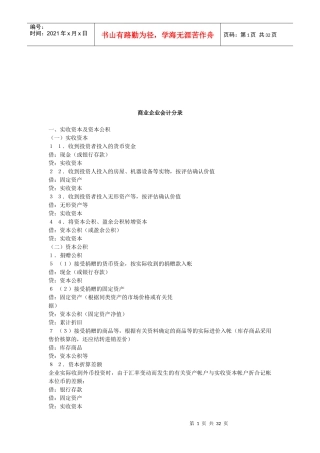 商业企业会计分录详述