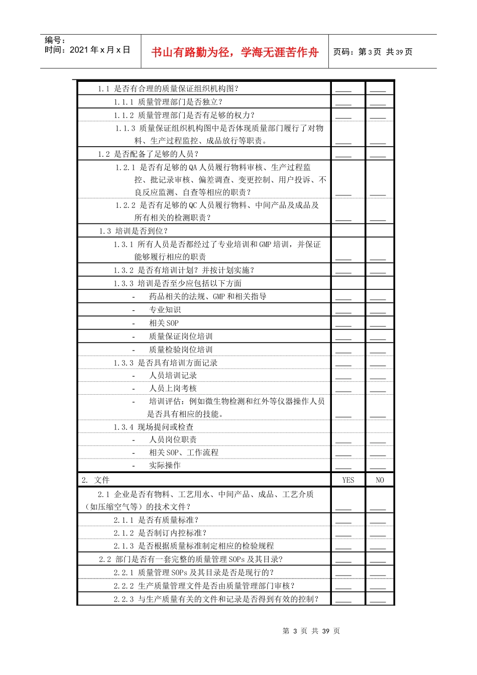 药品生产企业内部GMP审计5个模版_第3页