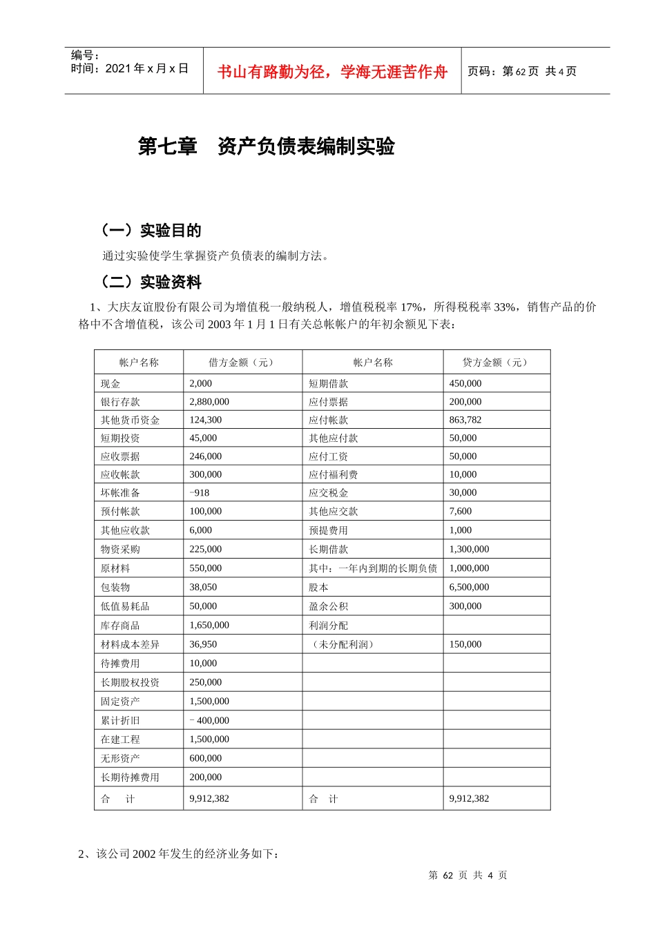 第七章资产负债表编制实验-第六章资产负债表编制实验_第1页