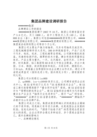 集团品牌建设调研报告