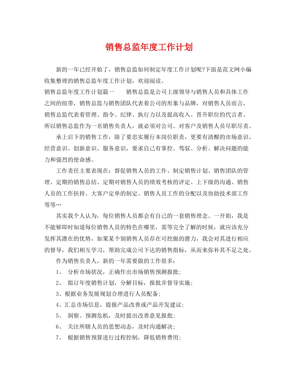销售总监年度工作计划 _第1页