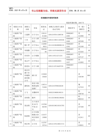 拒绝缴纳车船税明细表