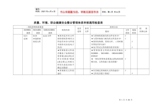 质量环境职业健康安全内审检查表