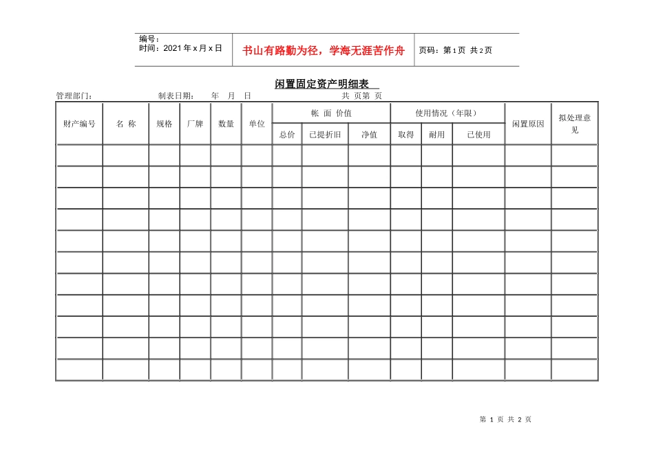 闲置固定资产明细表_第1页