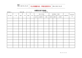 闲置固定资产明细表