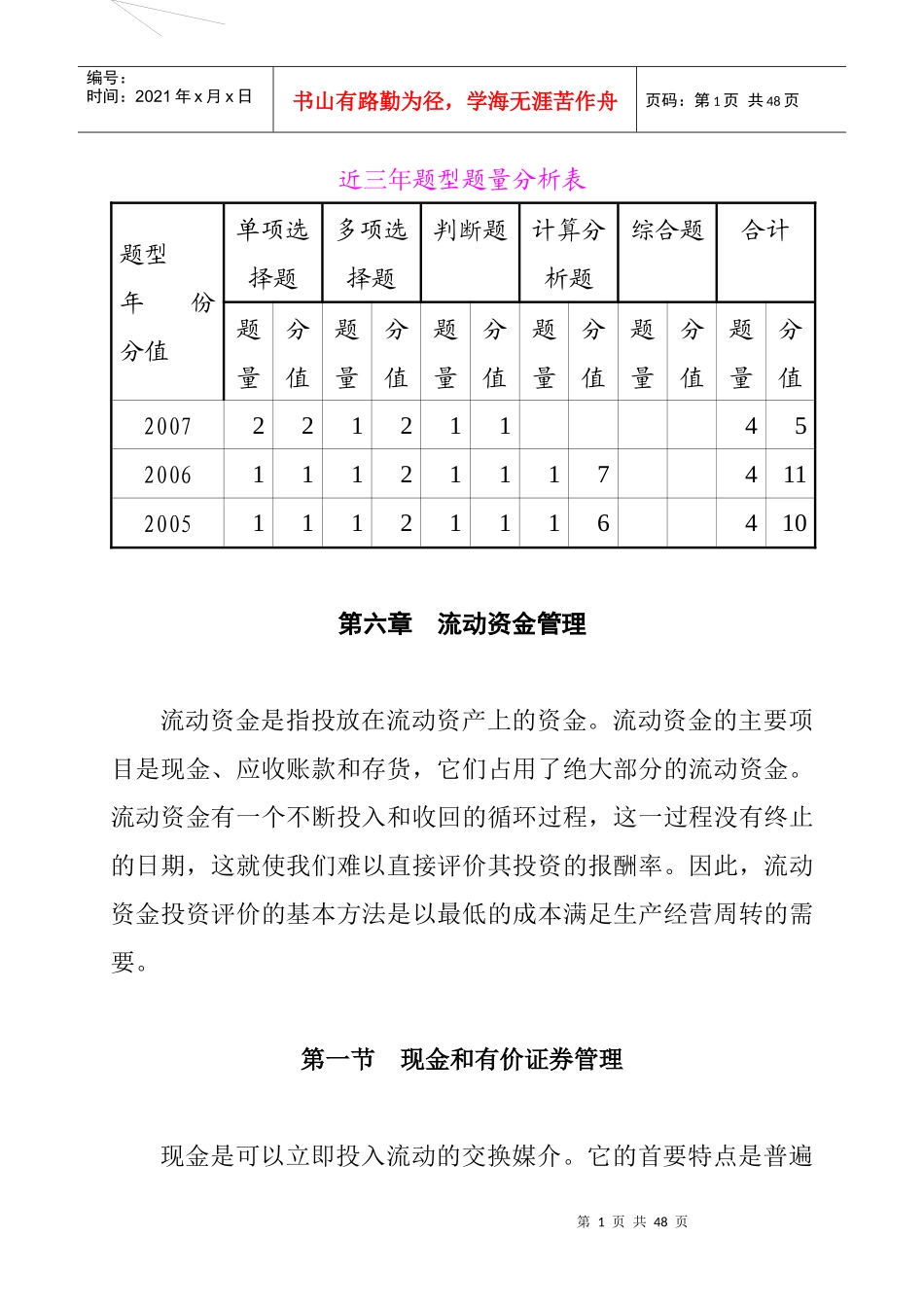 企业流动资金的管理_第1页
