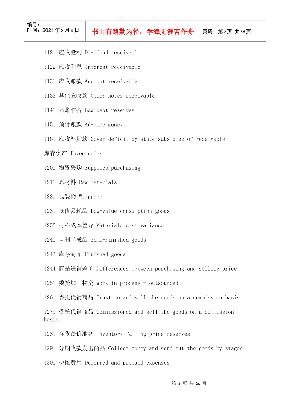 中国会计科目的中英文对照_第2页