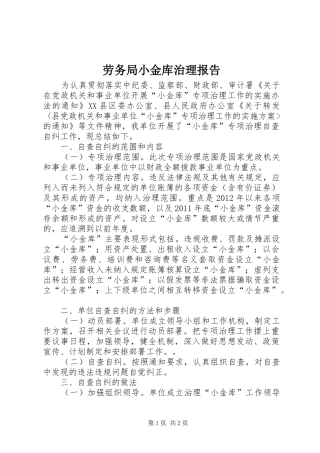 劳务局小金库治理报告