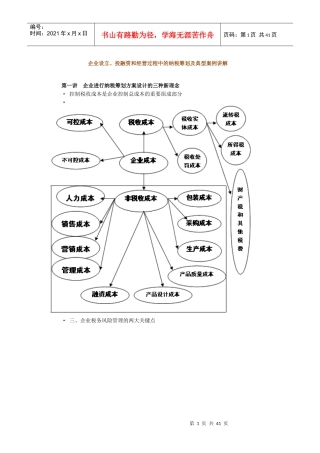 XXXX年企业设立、投融资和经营过程中的纳税筹划及典型
