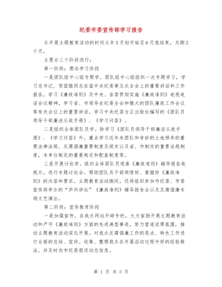 纪委市委宣传部学习报告