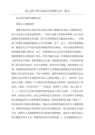 幼儿园大班区域活动观察记录-图文