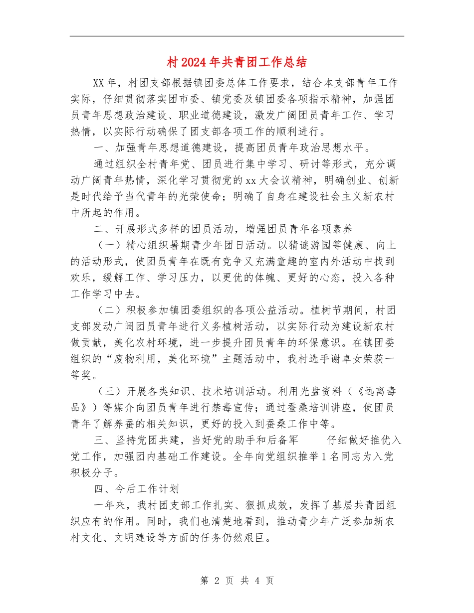 村2024年共青团工作总结_第2页