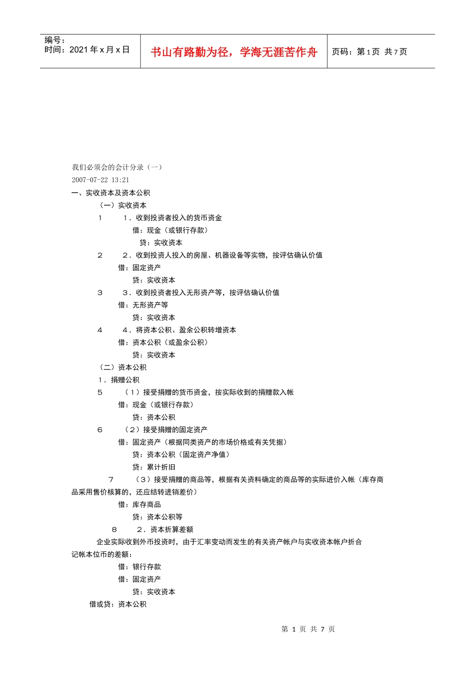 财务人员必须会的会计分录_第1页