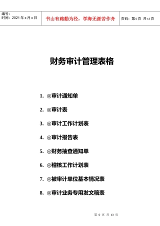 财务审计管理表格(9个表格)