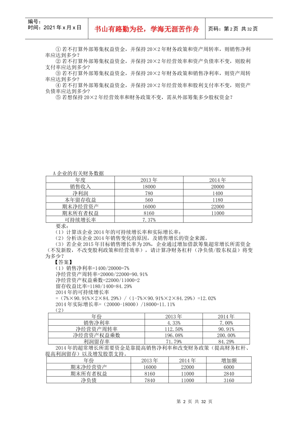 注册会计师财务管理题目_第2页