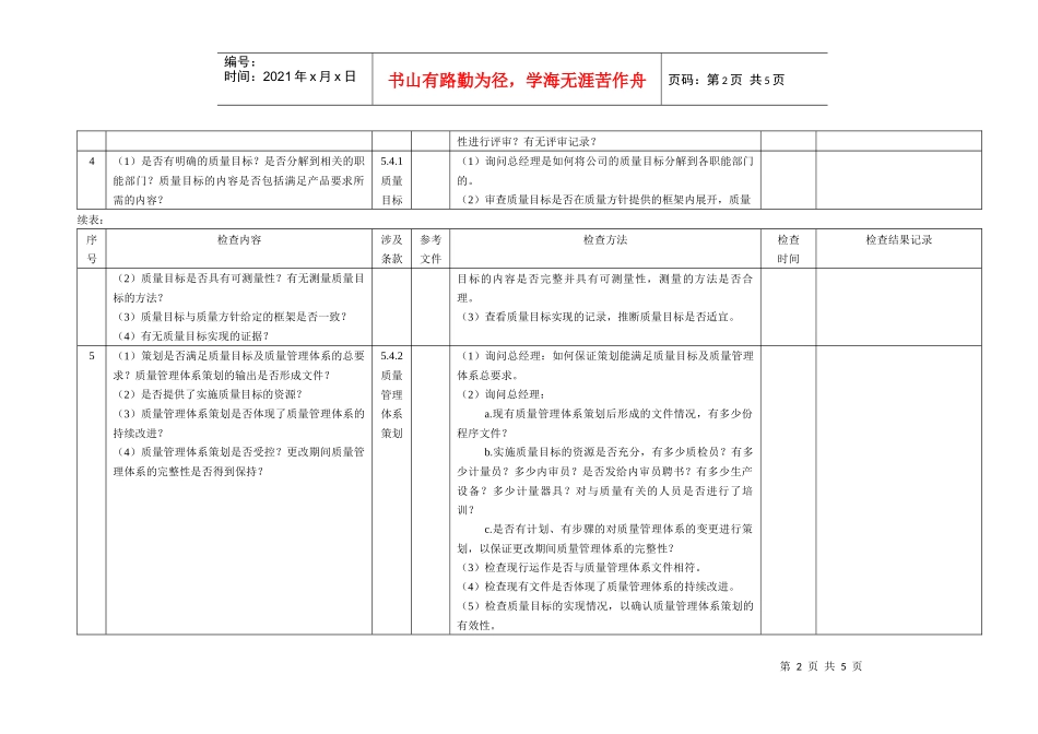 9K内审检查表总经理_第2页