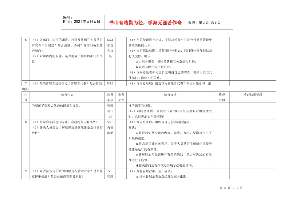 9K内审检查表总经理_第3页