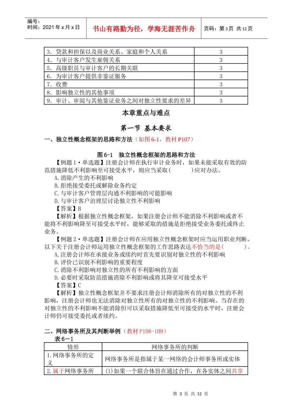 审计、审阅和其他鉴证业务对独立性的要求要点_第3页