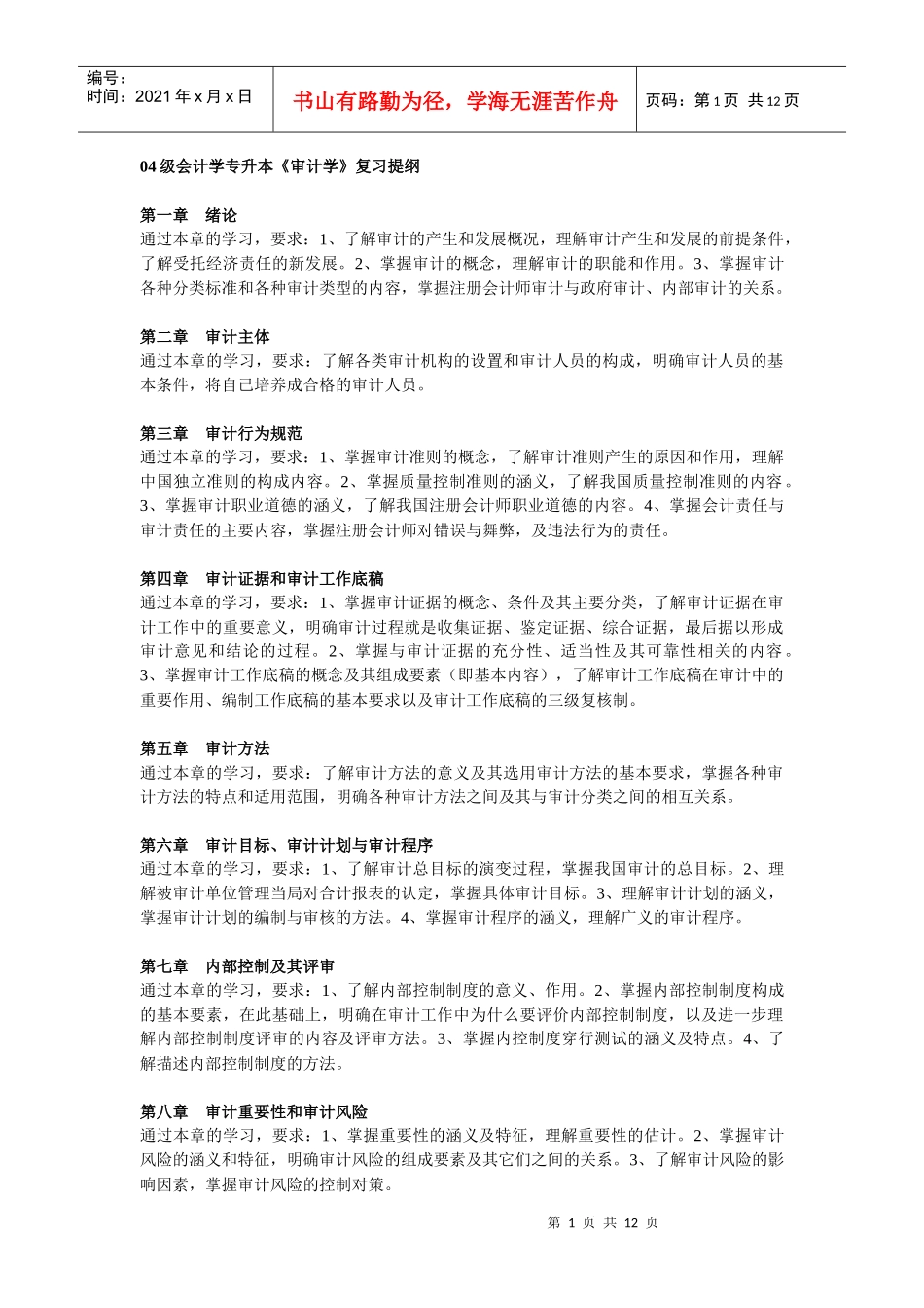 专升本 审计学_第1页