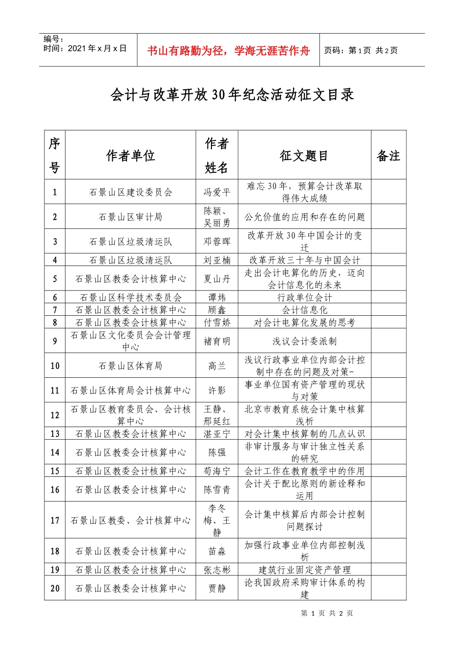 报送“中国会计与改革开放30年纪念活动”_第1页