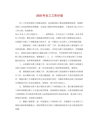 2020年女工工作计划 