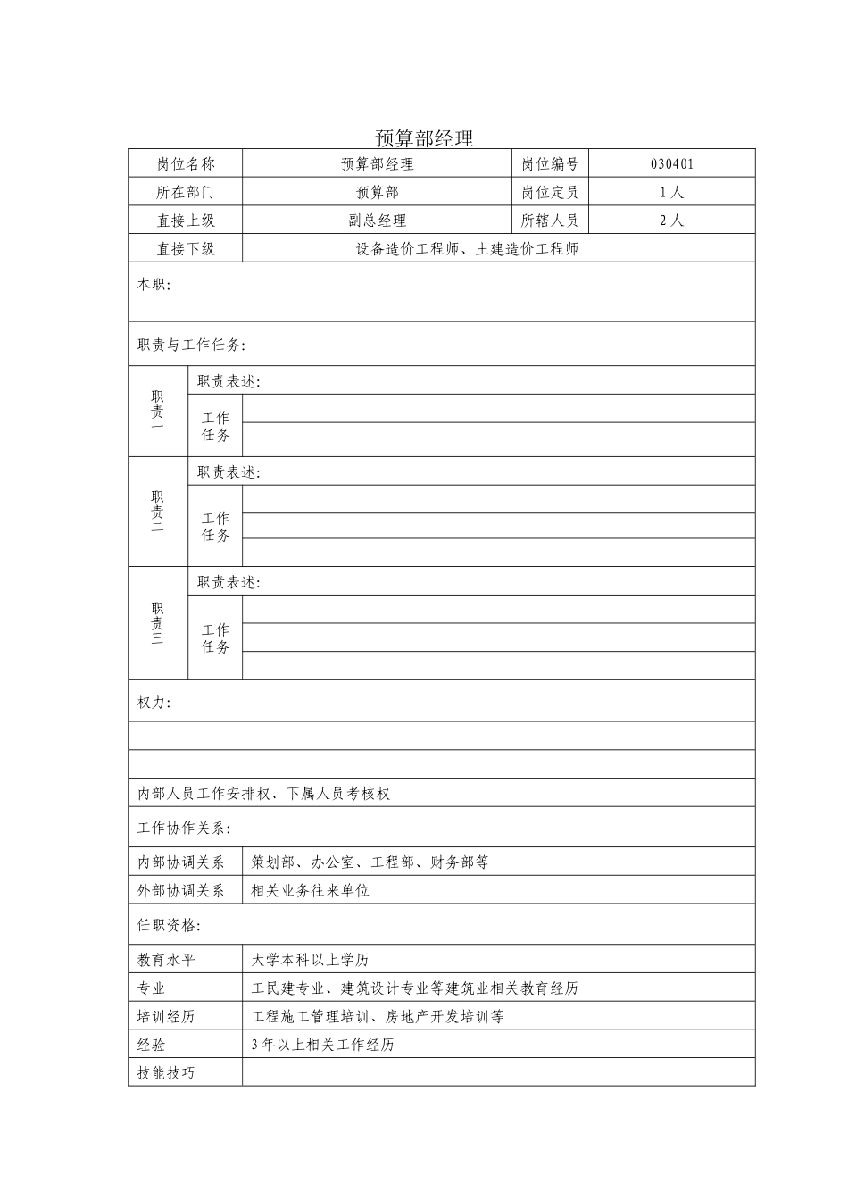 房地产公司预算部经理_第1页