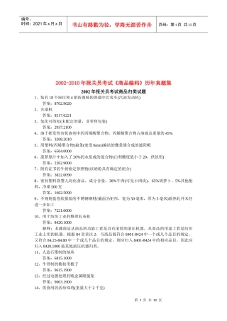 某年报关员考试《商品编码》历年真题集