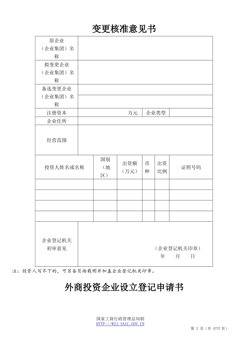 工商局外商投资企业登记文书规范_第3页