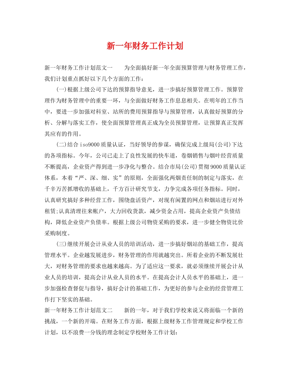 新一年财务工作计划 _第1页