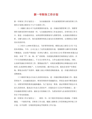 新一年财务工作计划 