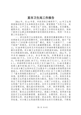 某市卫生局工作报告
