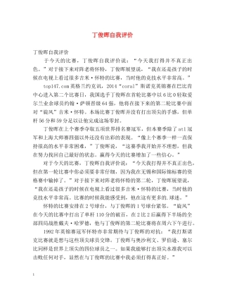 丁俊晖自我评价 