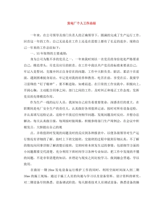发电厂个人工作总结 