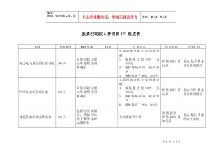 投资公司收入管理岗kpi组成表