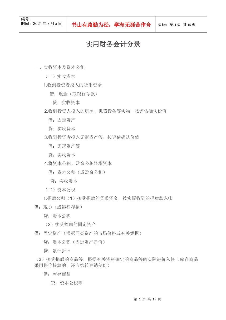 实用财务会计分录_第1页