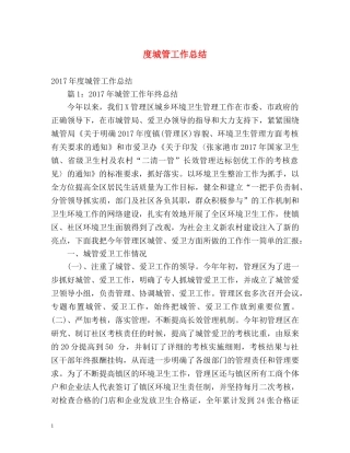 度城管工作总结 