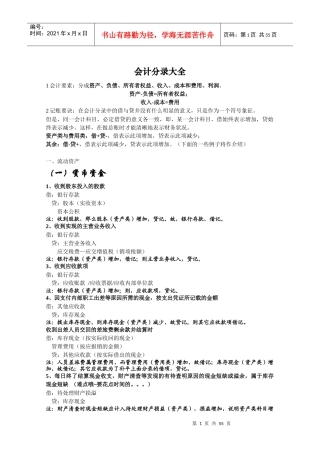 2015最新的会计分录大全